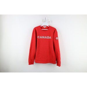Hudsons Bay Mens Size Small Faded Spell Out Canada Crewneck Sweatshirt Red